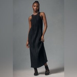 Anthropologie Halter Plissé Maxi Dress